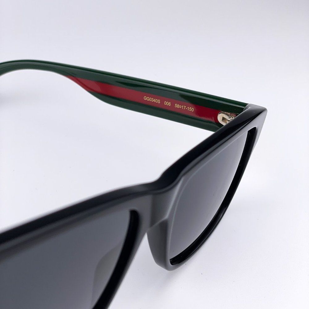 NEW Gucci GG0340S 006 Rectangle Black Green Sunglasses - Picture 9 of 14